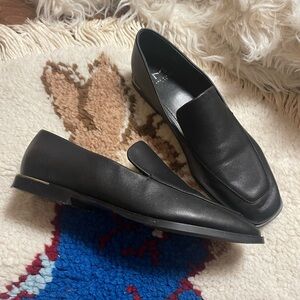 Marc Fisher Hemmy minimalist square toe black leather loafers elevated basic 9M